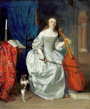 加佈裡埃爾 梅特囌 Woman Playing the Viola da Gamba